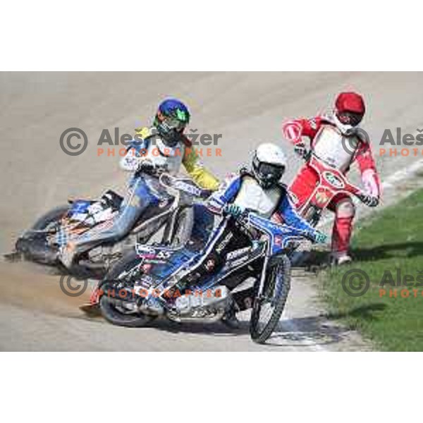 Matej Zagar races during Speedway second race for National Championship in Ljubljana, Slovenia on April 14, 2018