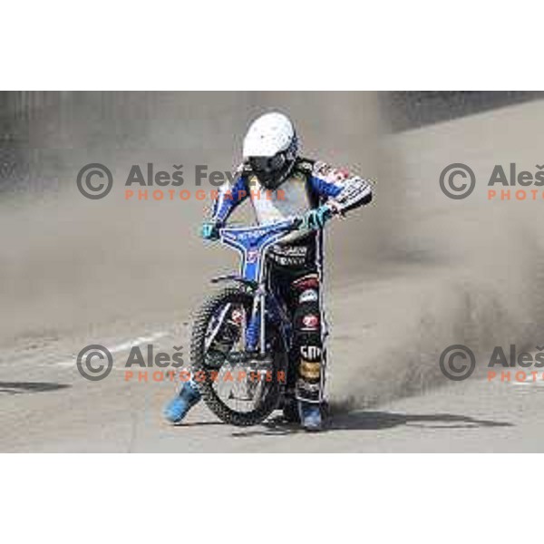 Matej Zagar races during Speedway second race for National Championship in Ljubljana, Slovenia on April 14, 2018