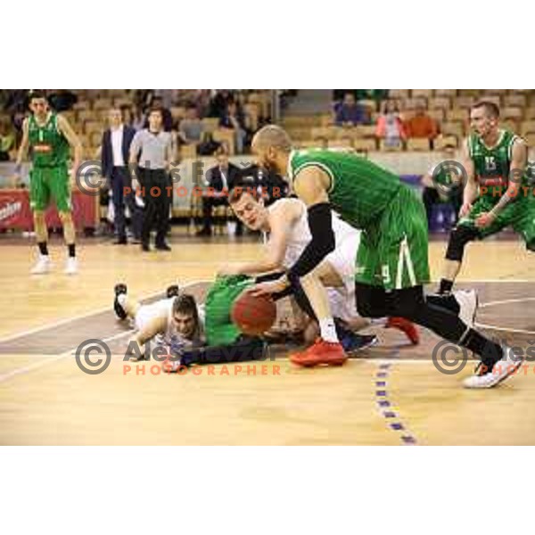 Jordan Morgan in action during Nova KBM league basketball match between Ilirija and Petrol Olimpija in Hala Tivoli, Ljubljana, Slovenia on April 15, 2018