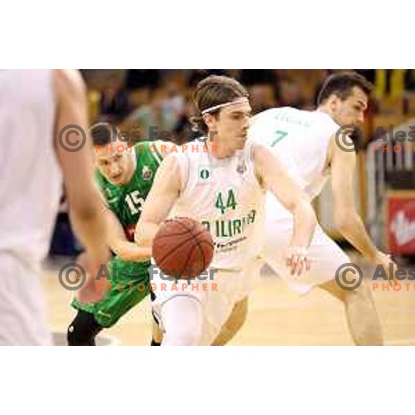 Luka Voncina in action during Nova KBM league basketball match between Ilirija and Petrol Olimpija in Hala Tivoli, Ljubljana, Slovenia on April 15, 2018