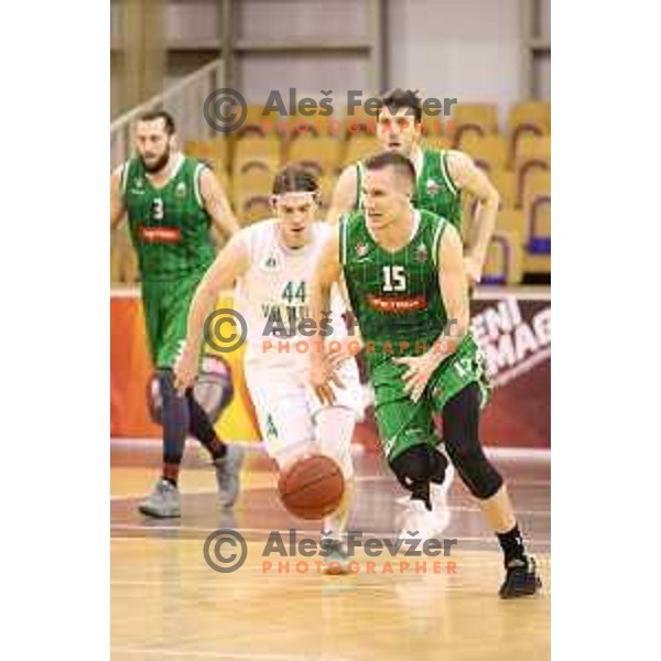 Gregor Hrovat in action during Nova KBM league basketball match between Ilirija and Petrol Olimpija in Hala Tivoli, Ljubljana, Slovenia on April 15, 2018