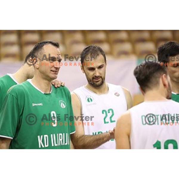 Jasmin Hukic and Stipe Modric in action during Nova KBM league basketball match between Ilirija and Petrol Olimpija in Hala Tivoli, Ljubljana, Slovenia on April 15, 2018