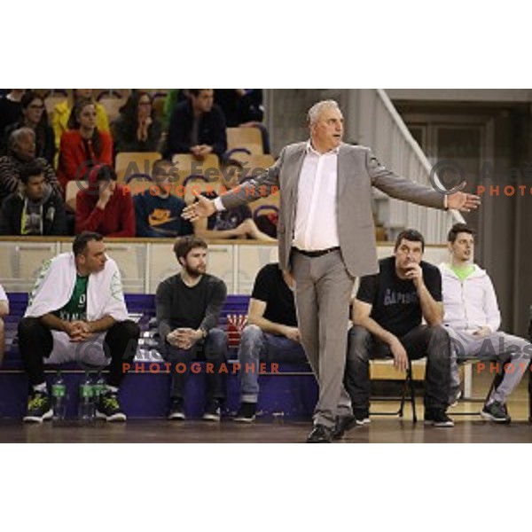 in action during Nova KBM league basketball match between Ilirija and Petrol Olimpija in Hala Tivoli, Ljubljana, Slovenia on April 15, 2018
