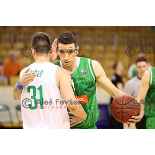 Erjon Kastrati in action during Nova KBM league basketball match between Ilirija and Petrol Olimpija in Hala Tivoli, Ljubljana, Slovenia on April 15, 2018