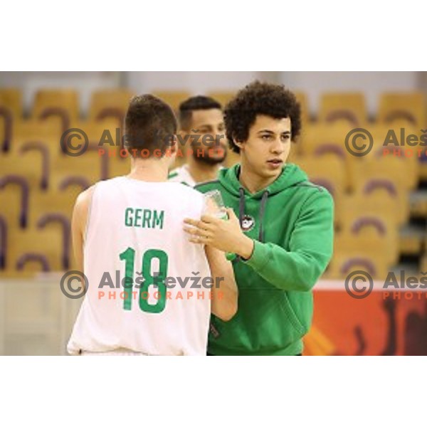 Issuf Sanon in action during Nova KBM league basketball match between Ilirija and Petrol Olimpija in Hala Tivoli, Ljubljana, Slovenia on April 15, 2018