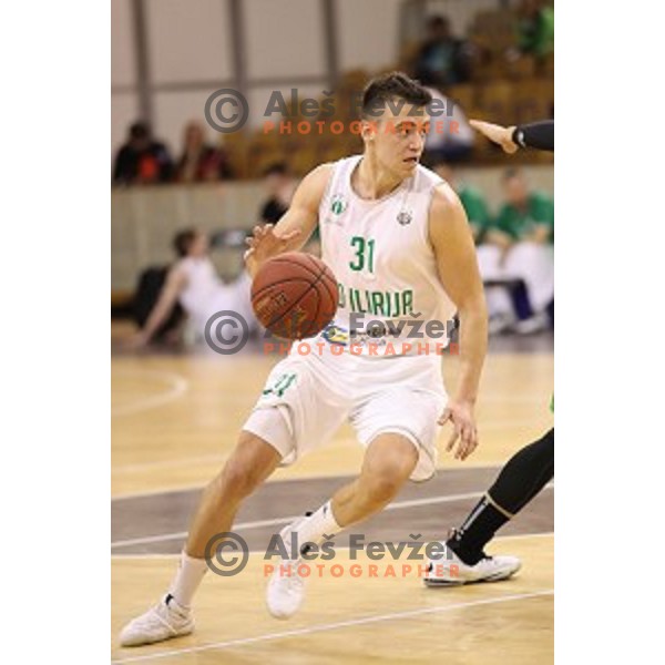 Zan Mark Sisko in action during Nova KBM league basketball match between Ilirija and Petrol Olimpija in Hala Tivoli, Ljubljana, Slovenia on April 15, 2018