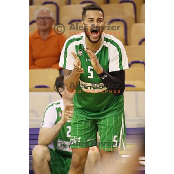 in action during Nova KBM league basketball match between Ilirija and Petrol Olimpija in Hala Tivoli, Ljubljana, Slovenia on April 15, 2018