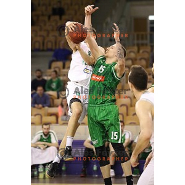 Gregor Hrovat in action during Nova KBM league basketball match between Ilirija and Petrol Olimpija in Hala Tivoli, Ljubljana, Slovenia on April 15, 2018