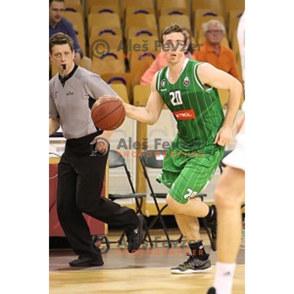 Mitchell McCarron in action during Nova KBM league basketball match between Ilirija and Petrol Olimpija in Hala Tivoli, Ljubljana, Slovenia on April 15, 2018