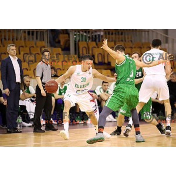 Zan Mark Sisko in action during Nova KBM league basketball match between Ilirija and Petrol Olimpija in Hala Tivoli, Ljubljana, Slovenia on April 15, 2018