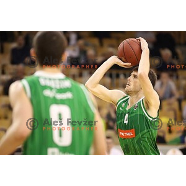 Igor Tratnik in action during Nova KBM league basketball match between Ilirija and Petrol Olimpija in Hala Tivoli, Ljubljana, Slovenia on April 15, 2018