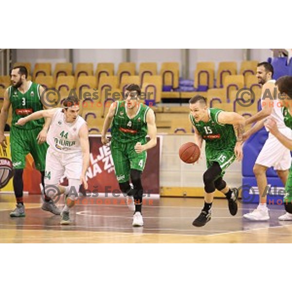 Gregor Hrovat in action during Nova KBM league basketball match between Ilirija and Petrol Olimpija in Hala Tivoli, Ljubljana, Slovenia on April 15, 2018