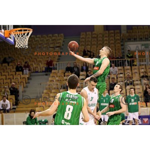 Gregor Hrovat in action during Nova KBM league basketball match between Ilirija and Petrol Olimpija in Hala Tivoli, Ljubljana, Slovenia on April 15, 2018