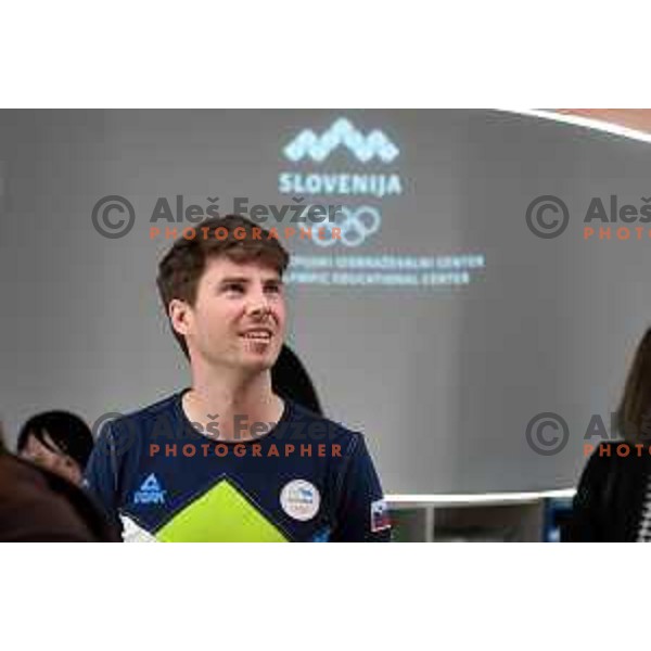 Reception of Pyeong Chang 2018 Winter Olympic games bronze medalist Zan Kosir (snowboard) in SOIC, Ljubljana, Slovenia on April 16, 2018