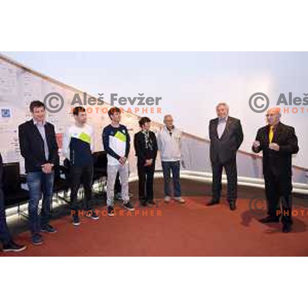 Bogdan Gabrovec at Reception of Pyeong Chang 2018 Winter Olympic games medalists Jakov Fak (biathlon) and Zan Kosir (snowboard) in SOIC, Ljubljana, Slovenia on April 16, 2018