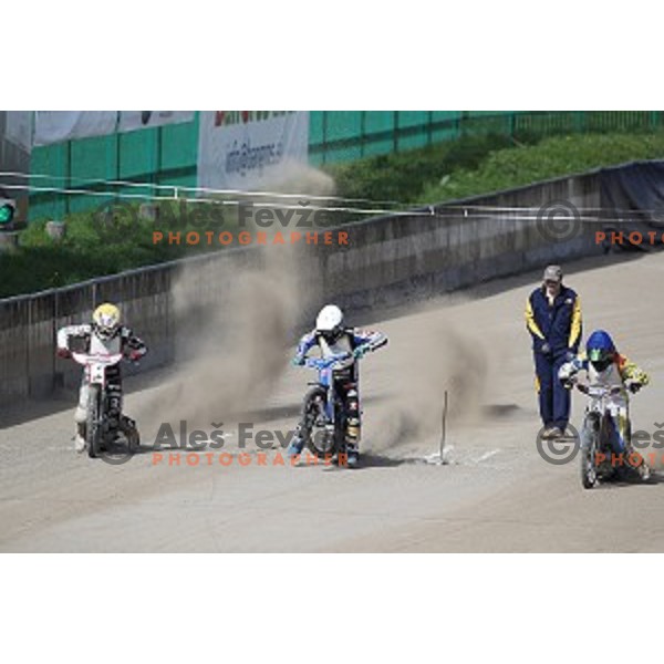 Matej Zagar races during Speedway second race for National Championship in Ljubljana, Slovenia on April 14, 2018