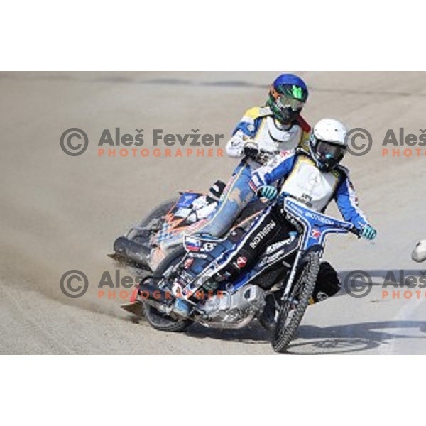 Matej Zagar races during Speedway second race for National Championship in Ljubljana, Slovenia on April 14, 2018