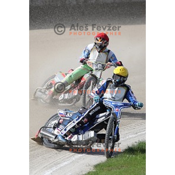 Matej Zagar races during Speedway second race for National Championship in Ljubljana, Slovenia on April 14, 2018