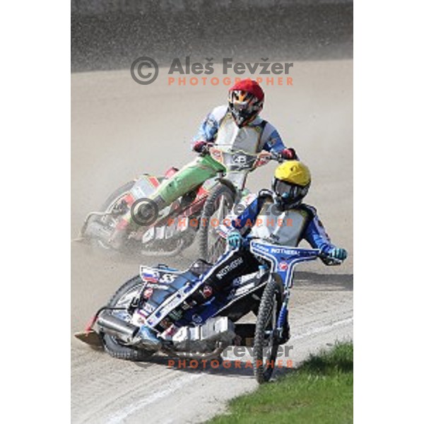 Matej Zagar races during Speedway second race for National Championship in Ljubljana, Slovenia on April 14, 2018