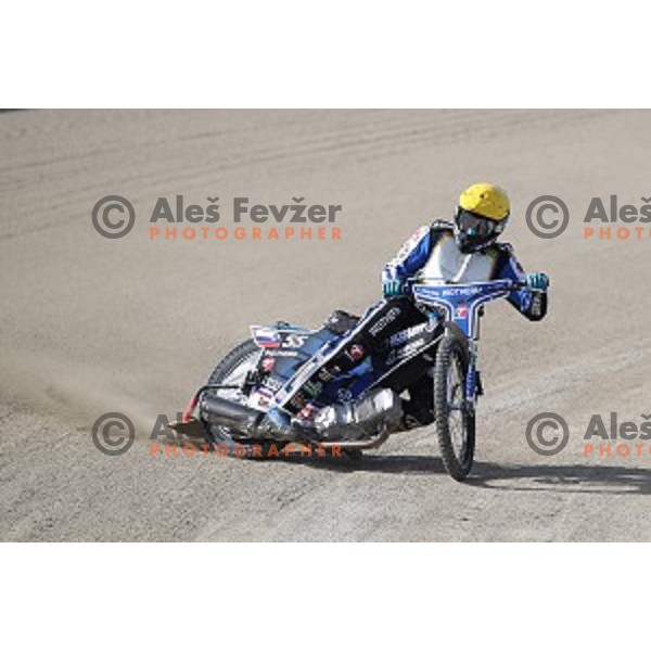 Matej Zagar races during Speedway second race for National Championship in Ljubljana, Slovenia on April 14, 2018