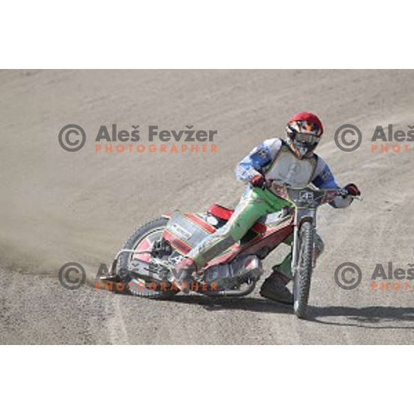 Denis Stojs races during Speedway second race for National Championship in Ljubljana, Slovenia on April 14, 2018