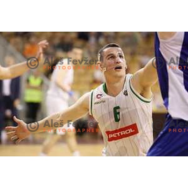 Jan Span in action during Nova KBM league basketball match between Petrol Olimpija and Sentjur in Tivoli Hall, Ljubljana, Slovenia on April 18, 2018