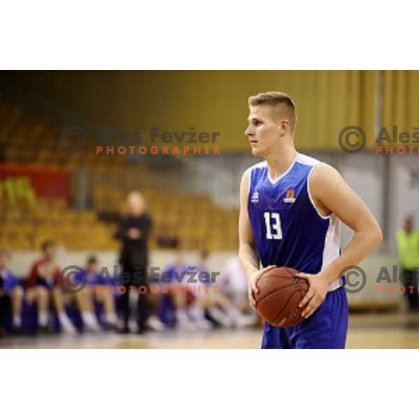 Ziga Jurcek in action during Nova KBM league basketball match between Petrol Olimpija and Sentjur in Tivoli Hall, Ljubljana, Slovenia on April 18, 2018