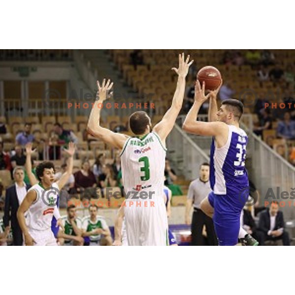 Tomaz Bolcina in action during Nova KBM league basketball match between Petrol Olimpija and Sentjur in Tivoli Hall, Ljubljana, Slovenia on April 18, 2018