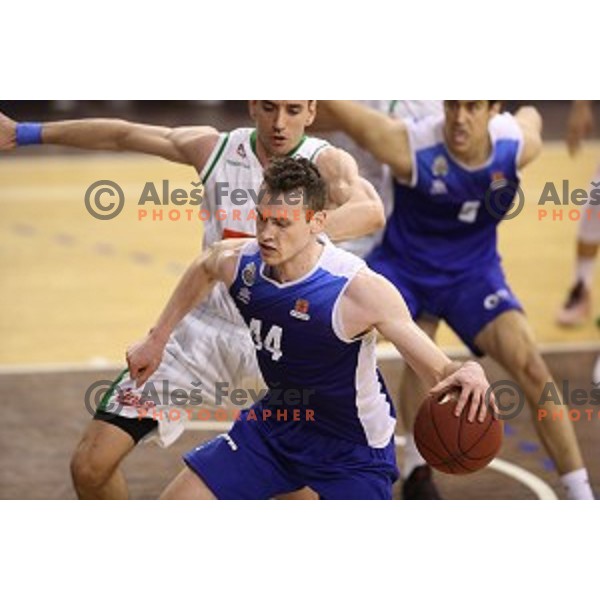Gasper Jordan Rojko in action during Nova KBM league basketball match between Petrol Olimpija and Sentjur in Tivoli Hall, Ljubljana, Slovenia on April 18, 2018