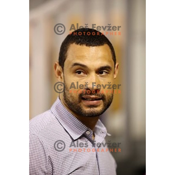 Trajan Langdon, ex CSKA player and NBA scout after Nova KBM league basketball match between Petrol Olimpija and Sentjur in Tivoli Hall, Ljubljana, Slovenia on April 18, 2018