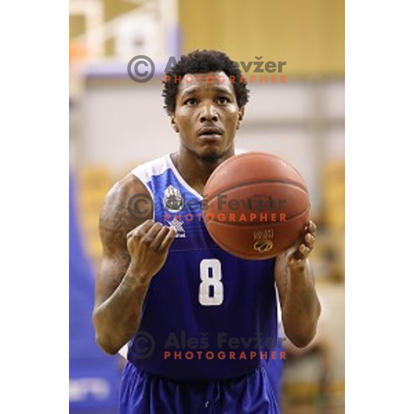Corey Allen Jr.in action during Nova KBM league basketball match between Petrol Olimpija and Sentjur in Tivoli Hall, Ljubljana, Slovenia on April 18, 2018