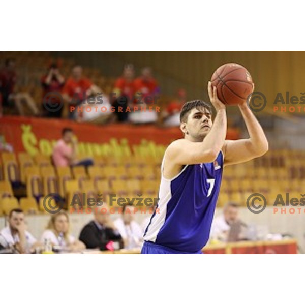 Jan Rizman in action during Nova KBM league basketball match between Petrol Olimpija and Sentjur in Tivoli Hall, Ljubljana, Slovenia on April 18, 2018