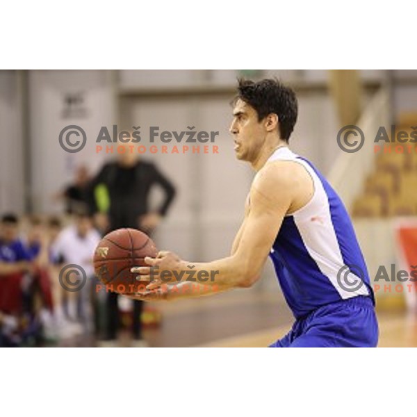 Milos Pesic in action during Nova KBM league basketball match between Petrol Olimpija and Sentjur in Tivoli Hall, Ljubljana, Slovenia on April 18, 2018