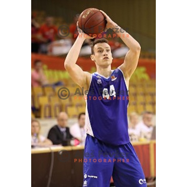 Gasper Jordan Rojko in action during Nova KBM league basketball match between Petrol Olimpija and Sentjur in Tivoli Hall, Ljubljana, Slovenia on April 18, 2018