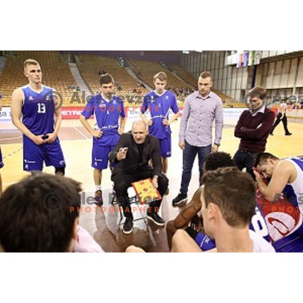 Jaksa Vulic, head coach of Sentjur in action during Nova KBM league basketball match between Petrol Olimpija and Sentjur in Tivoli Hall, Ljubljana, Slovenia on April 18, 2018