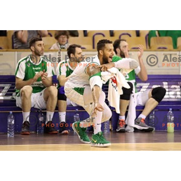 in action during Nova KBM league basketball match between Petrol Olimpija and Sentjur in Tivoli Hall, Ljubljana, Slovenia on April 18, 2018
