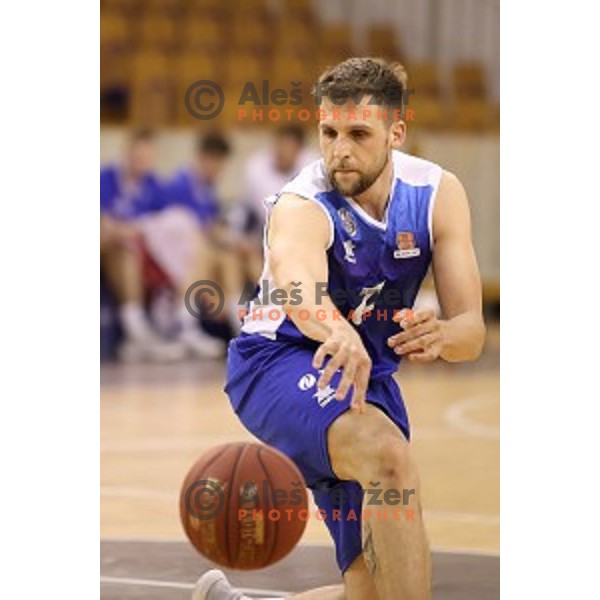 Marko Popadic in action during Nova KBM league basketball match between Petrol Olimpija and Sentjur in Tivoli Hall, Ljubljana, Slovenia on April 18, 2018