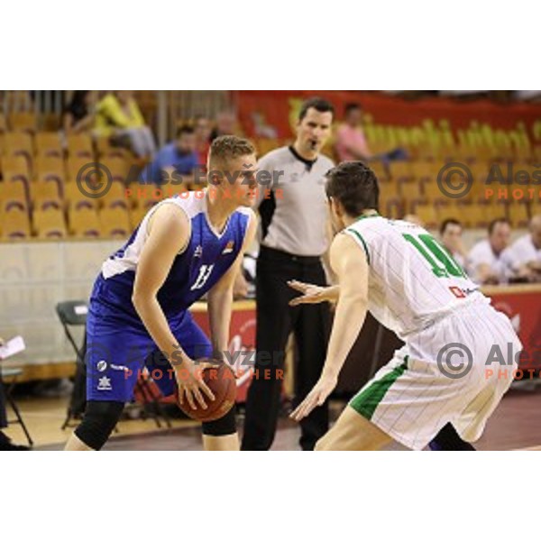 Ziga Jurcek in action during Nova KBM league basketball match between Petrol Olimpija and Sentjur in Tivoli Hall, Ljubljana, Slovenia on April 18, 2018