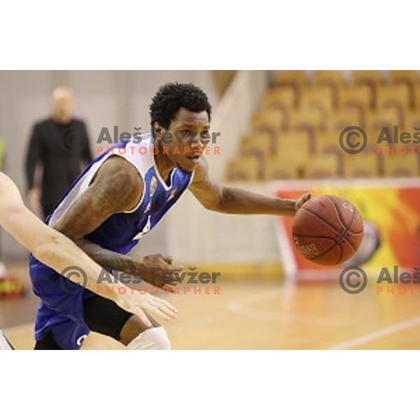 Corey Allen Jr.in action during Nova KBM league basketball match between Petrol Olimpija and Sentjur in Tivoli Hall, Ljubljana, Slovenia on April 18, 2018