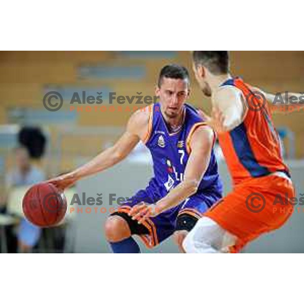 Jure Pelko in action during Nova KBM league basketball match between Sixt Primorska-Helios Suns in Arena Bonifika in Koper, Slovenia on April 21, 2018