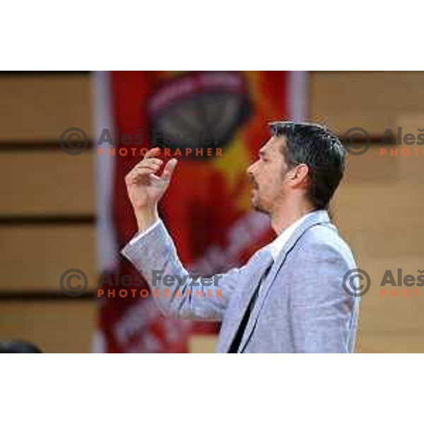 Jurica Golemac, head coach of Sixt in action during Nova KBM league basketball match between Sixt Primorska-Helios Suns in Arena Bonifika in Koper, Slovenia on April 21, 2018