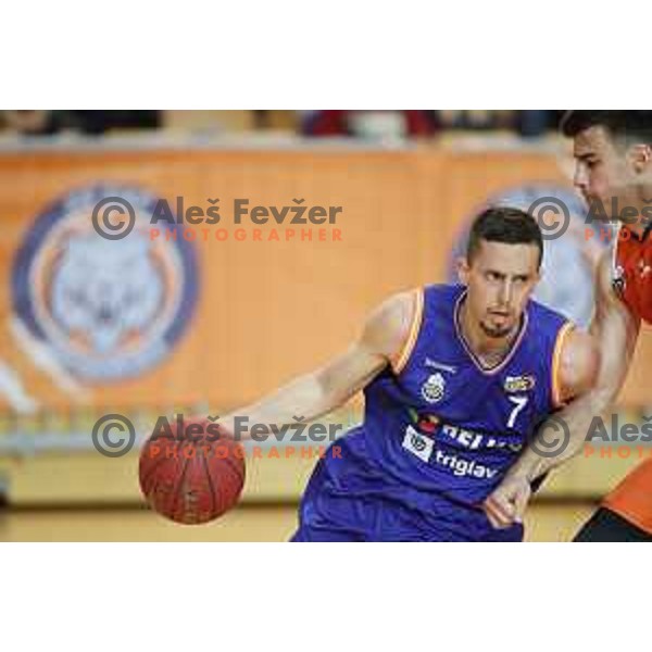 Jure Pelko in action during Nova KBM league basketball match between Sixt Primorska-Helios Suns in Arena Bonifika in Koper, Slovenia on April 21, 2018