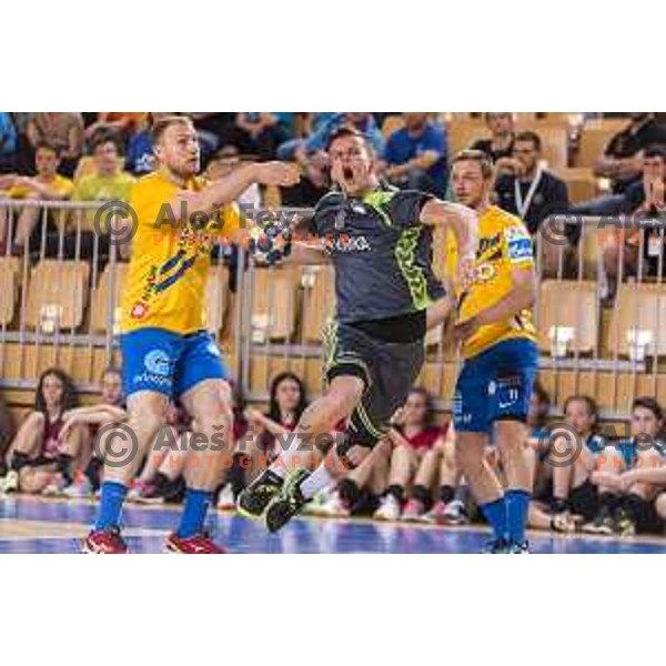 in action during Slovenian Cup Final match between Krka and Celje PL, in Ljutomer, on April 22, 2018
