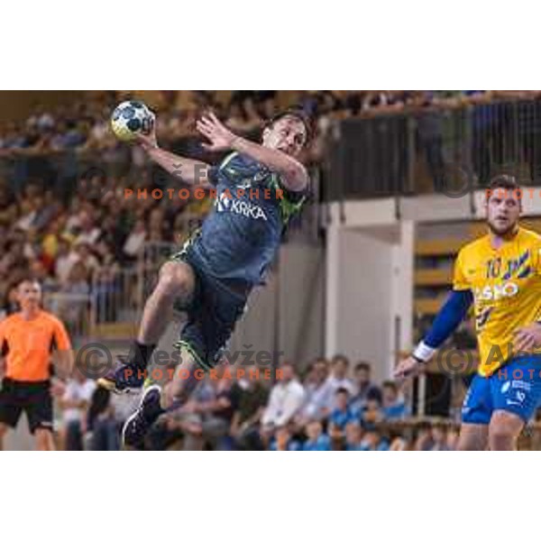 in action during Slovenian Cup Final match between Krka and Celje PL, in Ljutomer, on April 22, 2018