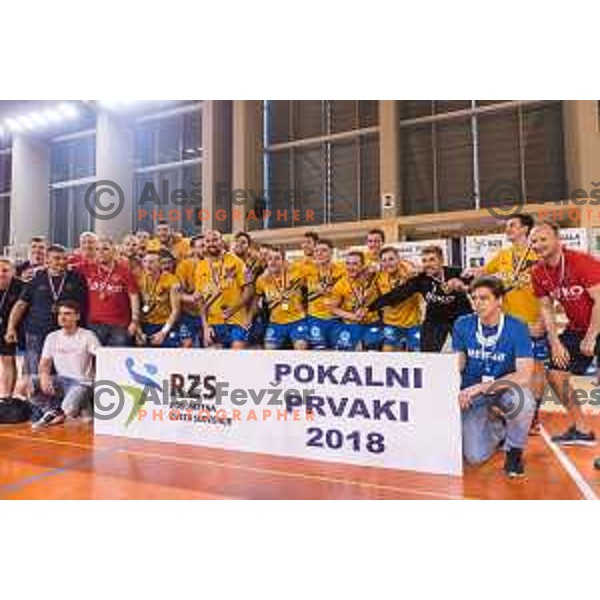 in action during Slovenian Cup Final match between Krka and Celje PL, in Ljutomer, on April 22, 2018