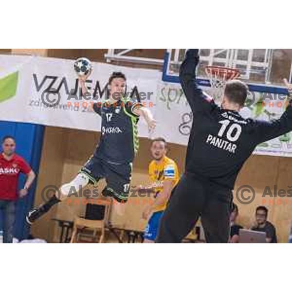 in action during Slovenian Cup Final match between Krka and Celje PL, in Ljutomer, on April 22, 2018