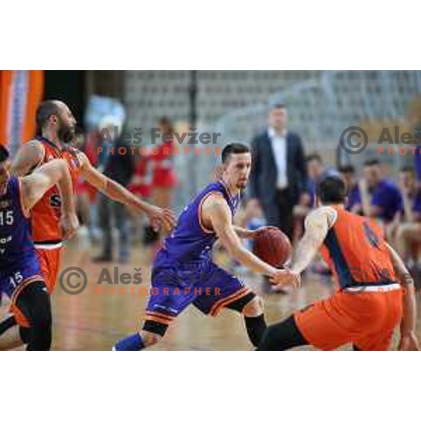 Jure Pelko in action during Nova KBM league basketball match between Sixt Primorska-Helios Suns in Arena Bonifika in Koper, Slovenia on April 21, 2018