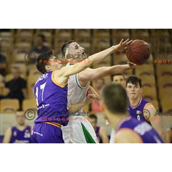 of Petrol Olimpija in action during Nova KBM league basketball match between Petrol Olimpija and Helios Suns in Tivoli Hall, Ljubljana on April 25, 2018