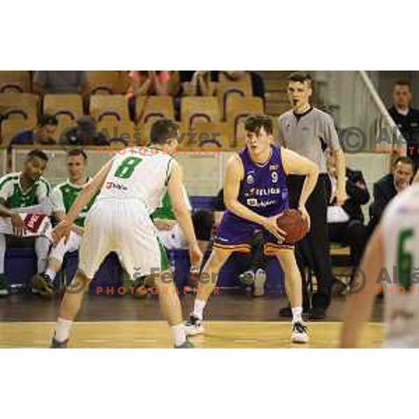 of Petrol Olimpija in action during Nova KBM league basketball match between Petrol Olimpija and Helios Suns in Tivoli Hall, Ljubljana on April 25, 2018