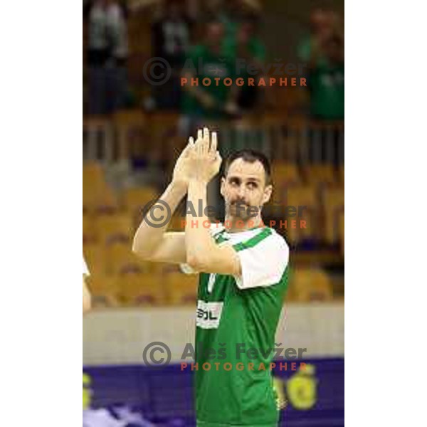 of Petrol Olimpija in action during Nova KBM league basketball match between Petrol Olimpija and Helios Suns in Tivoli Hall, Ljubljana on April 25, 2018